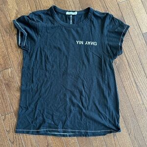 rag & bone Yin Yang Black Short Sleeve Tee with stitched edges